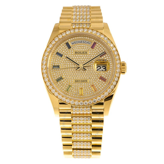 Rolex Day-Date 36 Paved Dial 18kt Yellow Gold Diamond-Set President Watch 128348DSDP