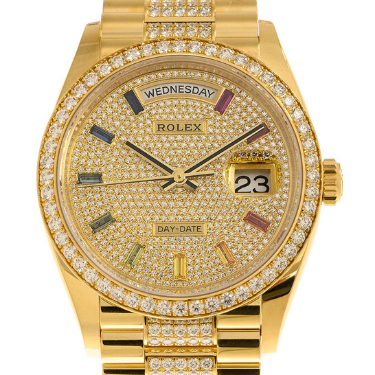 Rolex Day-Date 36 Paved Dial 18kt Yellow Gold Diamond-Set President Watch 128348DSDP