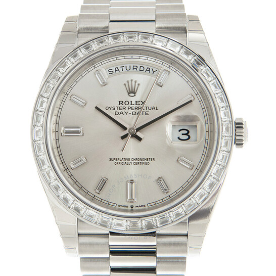 Rolex Day-Date 40 Automatic Chronometer Diamond Silver Dial Men’s Watch 228396SDP