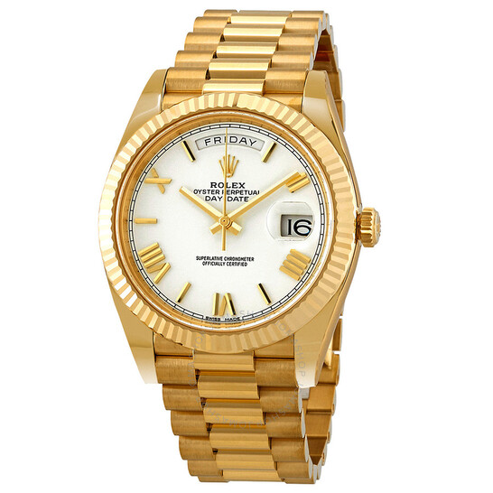 Rolex Day-Date 40 Automatic White Dial Men’s 18kt Yellow Gold President Watch 228238WRP