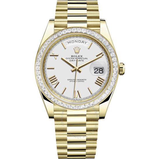 Rolex Day Date 40 Automatic White Dial Men’s 18kt Yellow Gold President Watch 228398WRP