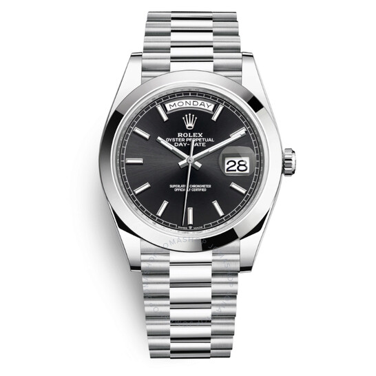 Rolex Day Date 40 Black Dial Automatic Men’s Platinum President Watch 228206BKSP