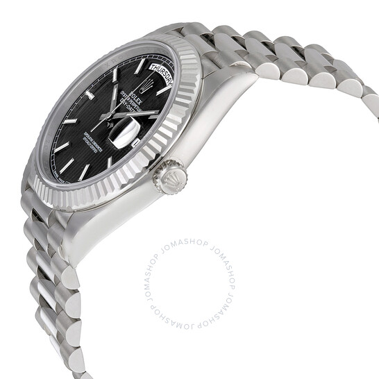 Rolex Day-Date 40 Dark Rhodium Stripe Motif Dial 18K White Gold President Automatic Men’s Watch 228239RSSP