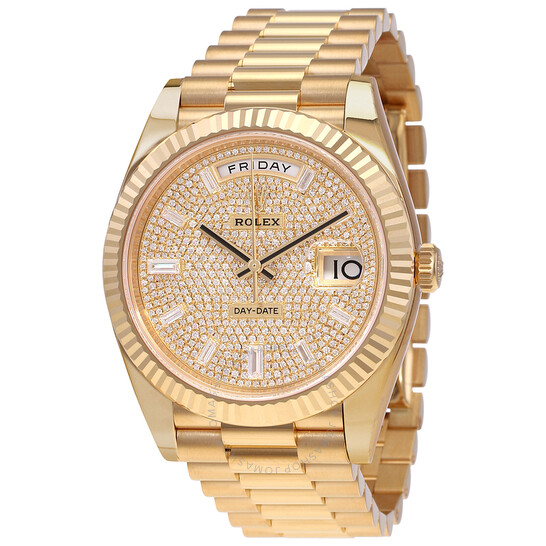 Rolex Day-Date 40 Diamond-Paved Dial Men’s 18kt Yellow Gold Rolex President Watch M228238-0054