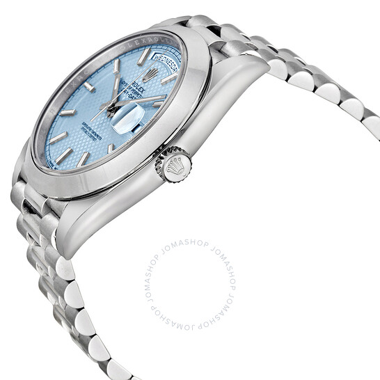 Rolex Day Date 40 Ice Blue Diagonal Motif Dial Platinum President Automatic Men’s Watch 228206IBLSP