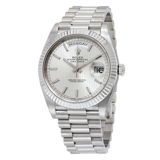 Rolex Day-Date 40 Silver Dial 18K White Gold President Automatic Men’s Watch 228239SSP