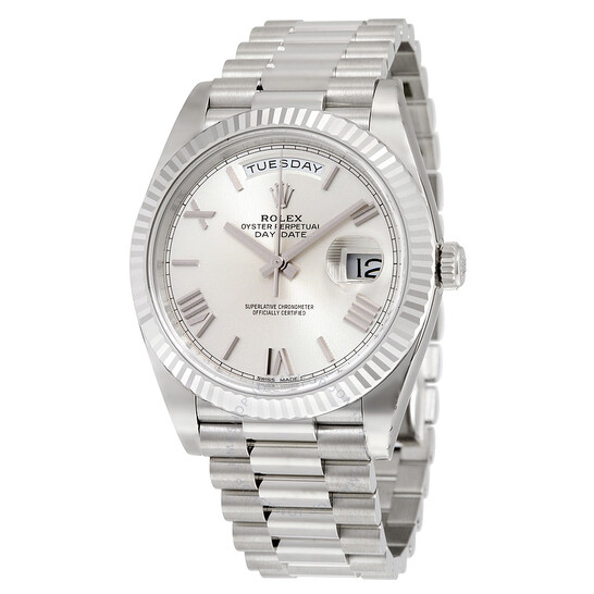 Rolex Day-Date 40 Silver Quadrant Motif Dial 18K White Gold President Automatic Men’s Watch 228239SQRSP