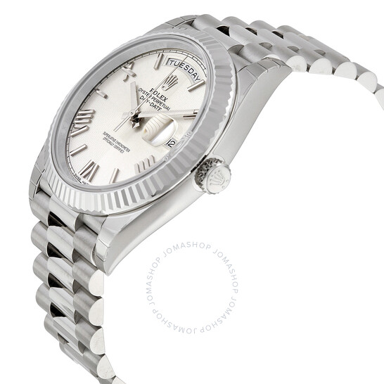 Rolex Day-Date 40 Silver Quadrant Motif Dial 18K White Gold President Automatic Men’s Watch 228239SQRSP