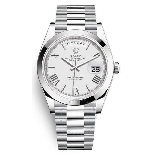 Rolex Day Date 40 White Dial Automatic Men’s Platinum President Watch 228206WSRP