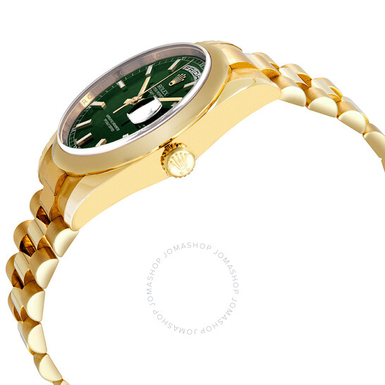 Rolex Day-Date Automatic Green Dial Men’s 18kt Yellow Gold President Watch 118208GNSP