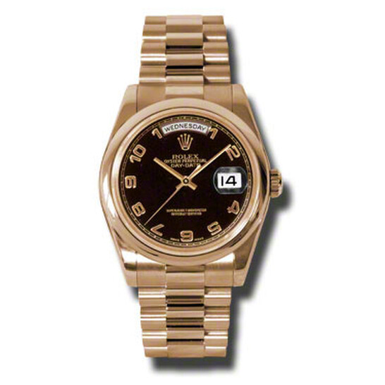 Rolex Day-Date Black Dial 18K Everose Gold President Automatic Men’s Watch 118205BKAP