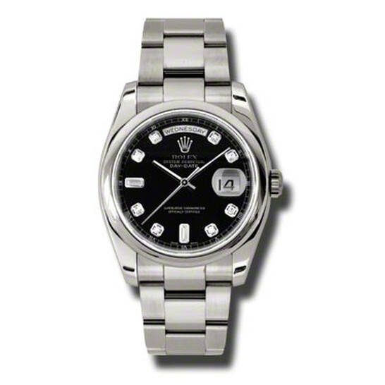 Rolex Day-Date Black Dial 18K White Gold Oyster Bracelet Automatic Men’s Watch 118209BKDO