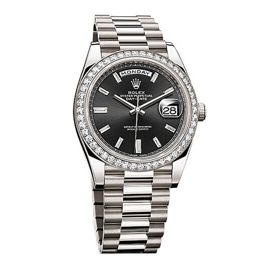 Rolex Day-Date Black Dial 18K White Gold President Automatic Men’s Watch 228349BKDP