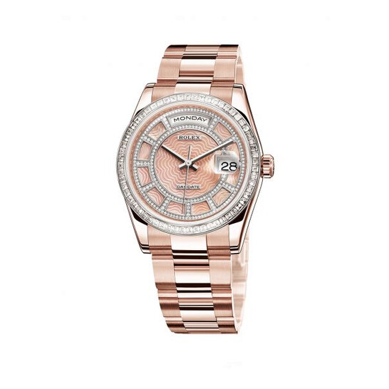 Rolex Day-Date Carousel of Pink Mother of Pearl Dial 18ct Everose gold Automatic Unisex Watch 118395BR