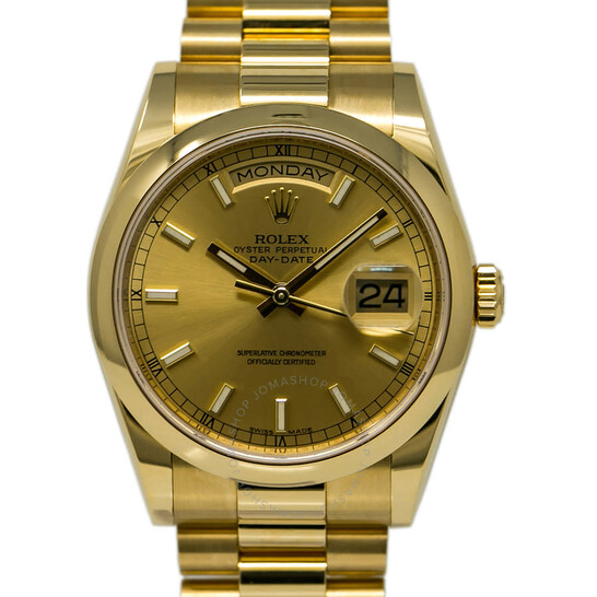 Rolex Day-Date Champagne  Automatic 18kt Yellow Gold Ladies  Watch118208CSP