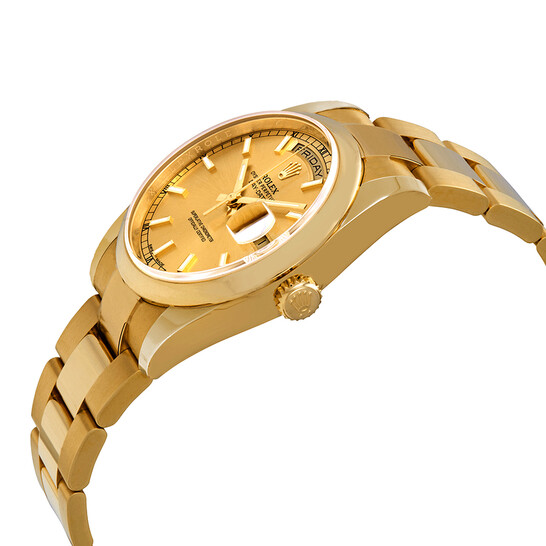 Rolex Day-Date Champagne Dial 18K Yellow Gold Oyster Bracelet Automatic Men’s Watch 118208CSO