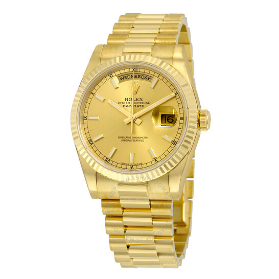 Rolex Day-Date Champagne Dial 18K Yellow Gold President Automatic Men’s Watch 118238CSP