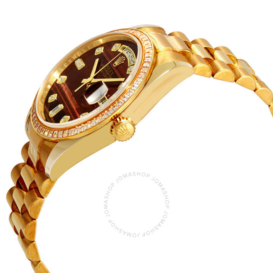 Rolex Day-Date Chocolate Bulls Eye Diamond Dial Automatic Men’s 18kt Yellow Gold President Watch 118398CHBEDP