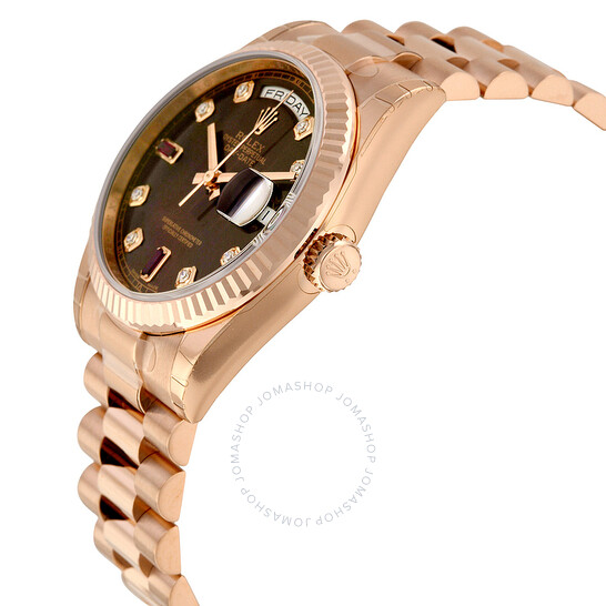 Rolex Day-Date Chocolate Dial 18K Everose Gold President Automatic Unisex Watch 118235CHODRP