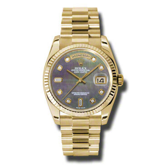 Rolex Day-Date Dark Mother Of Pearl Dial 18K Yellow Gold President Automatic Men’s Watch 118238BKMDP