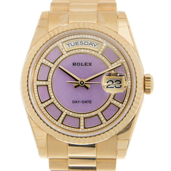 Rolex Day-Date Diamond Purple Dial Ladies Watch 118238 LDP