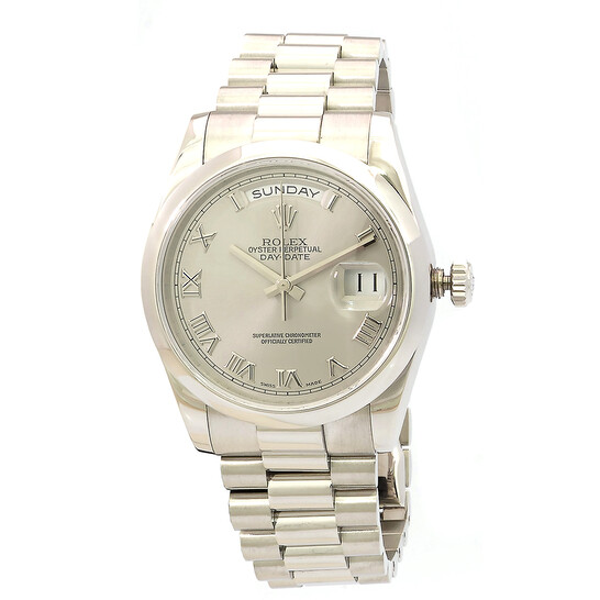 Rolex Day-Date Grey Dial Platinum President Automatic Men’s Watch 118206GYRP