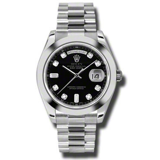 Rolex Day-Date II Black Dial Platinum President Automatic Men’s Watch 218206BKDP