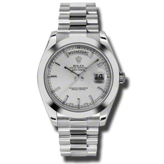 Rolex Day-Date II Silver Dial Platinum President Automatic Men’s Watch 218206SSP