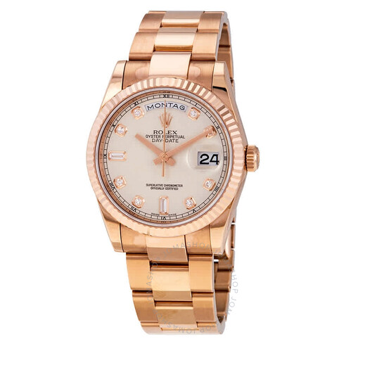 Rolex Day-Date Ivory Diamond Dial Automatic Midsize 18kt Everose Gold President Watch 118235IVDP