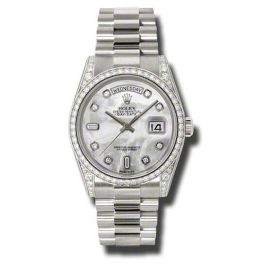 Rolex Day-Date Mother Of Pearl Dial 18K White Gold President Automatic Ladies Watch 118389MDP