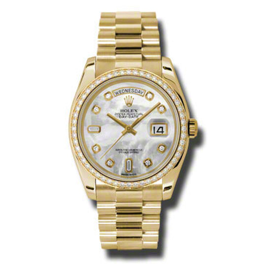 Rolex Day-Date Mother Of Pearl Dial 18K Yellow Gold President Automatic Ladies Watch 118348MDP