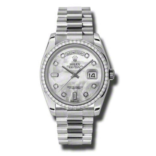 Rolex Day-Date Mother Of Pearl Dial Platinum President Automatic Ladies Watch 118346MDP