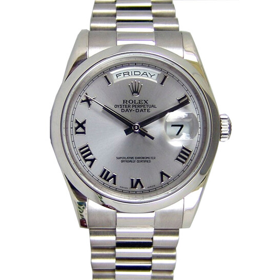 Rolex Day-Date Silver Dial 18K White Gold President Automatic Men’s Watch 118209SRP