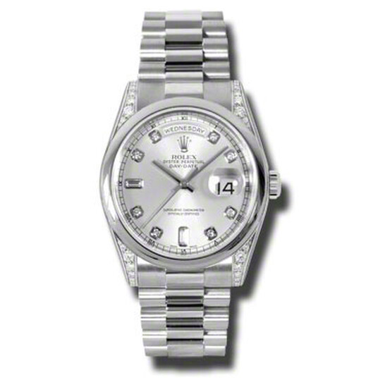 Rolex Day-Date Silver Dial Platinum President Automatic Men’s Watch 118296SDP