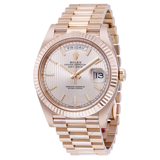 Rolex Day-Date Sundust Stripe Dial 18K Everose Gold Automatic Men’s Watch 228235SNSSP