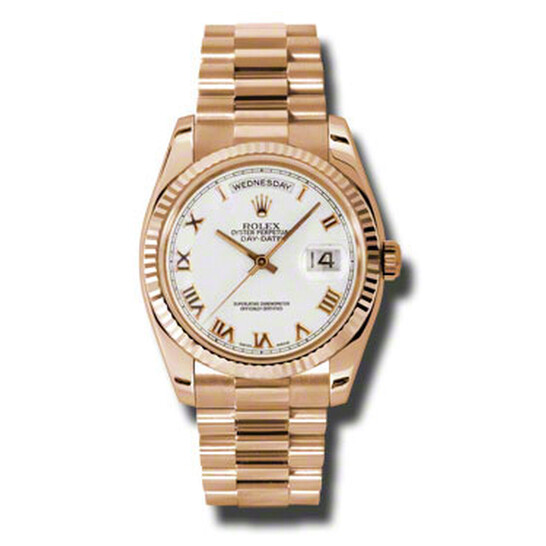 Rolex Day-Date White Dial 18K Everose Gold President Automatic Men’s Watch 118235WRP