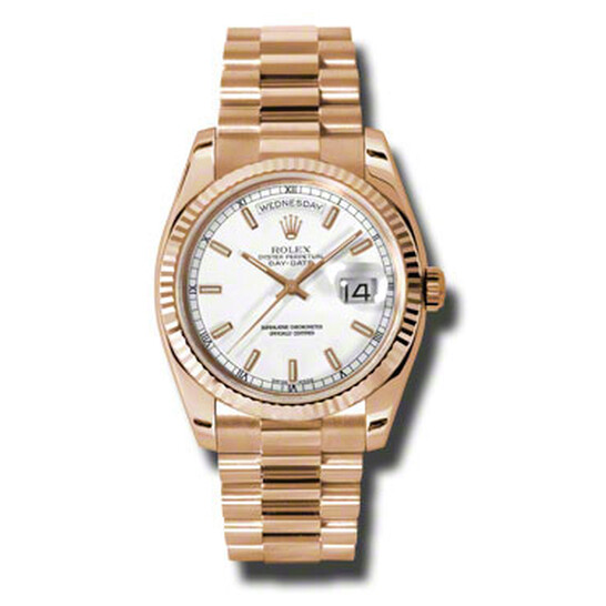 Rolex Day-Date White Dial 18K Everose Gold President Automatic Men’s Watch 118235WSP