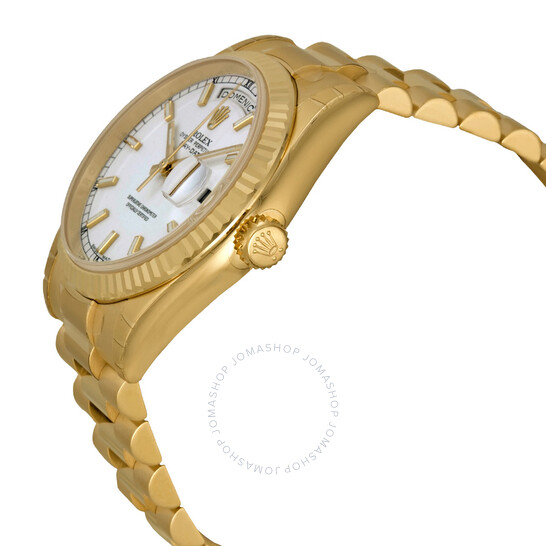 Rolex Day-Date White Dial 18K Yellow Gold President Automatic Men’s Watch 118238WSP