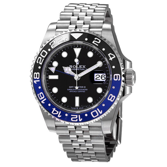 Rolex GMT-Master II GMT Black Dial Batman Bezel Men’s Watch 126710blnr