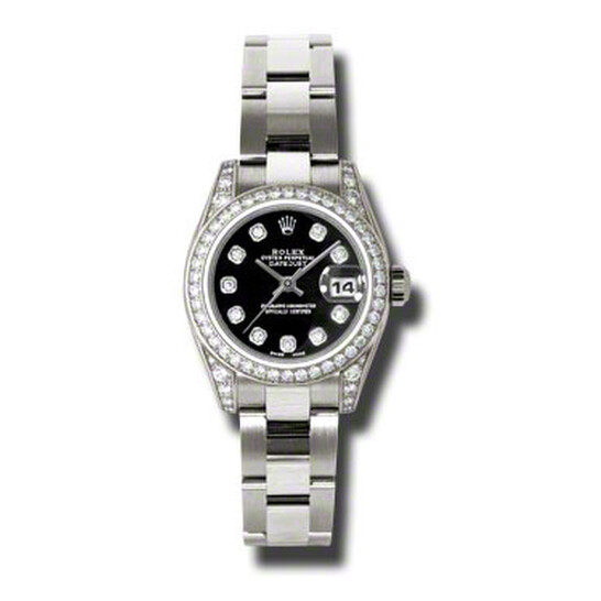 Rolex Lady Datejust 26 Black Dial 18K White Gold Oyster Bracelet Automatic Watch 179159BKDO