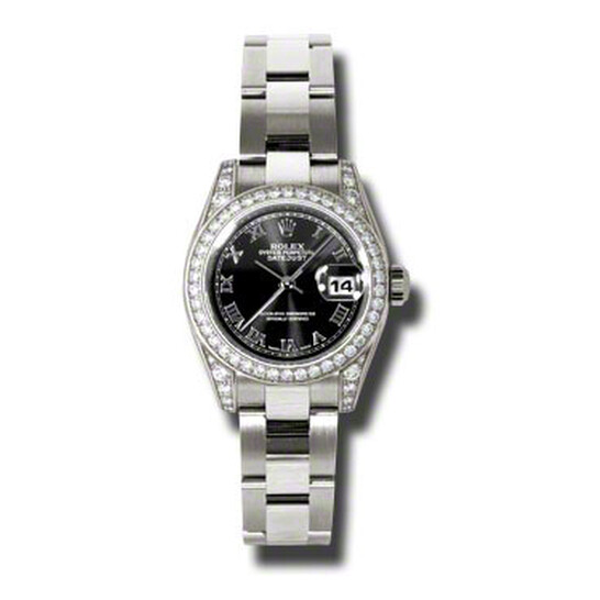 Rolex Lady Datejust 26 Black Dial 18K White Gold Oyster Bracelet Automatic Watch 179159BKRO