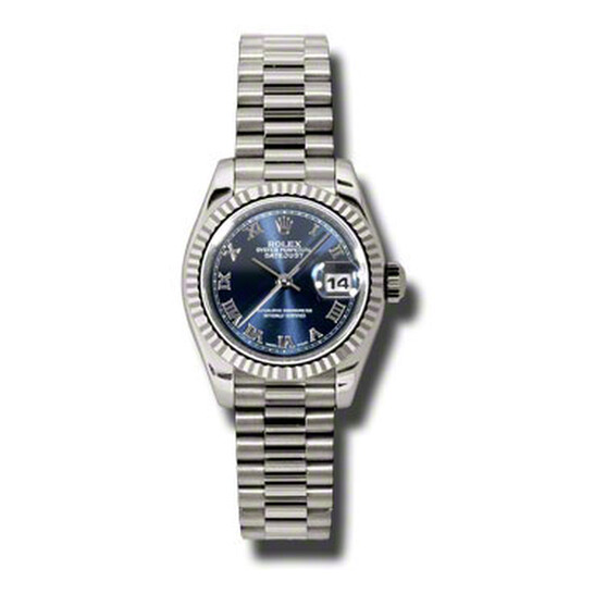 Rolex Lady-Datejust 26 Black Dial 18K White Gold President Automatic Ladies Watch 179179BLRP