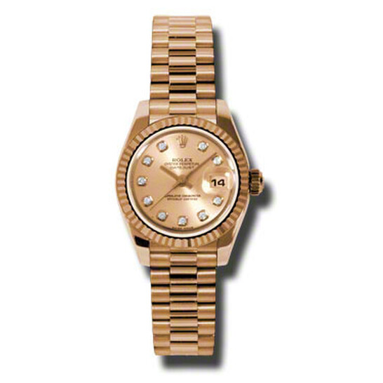 Rolex Lady-Datejust 26 Champagne Dial 18K Rose Gold President Automatic Ladies Watch 179175CDP