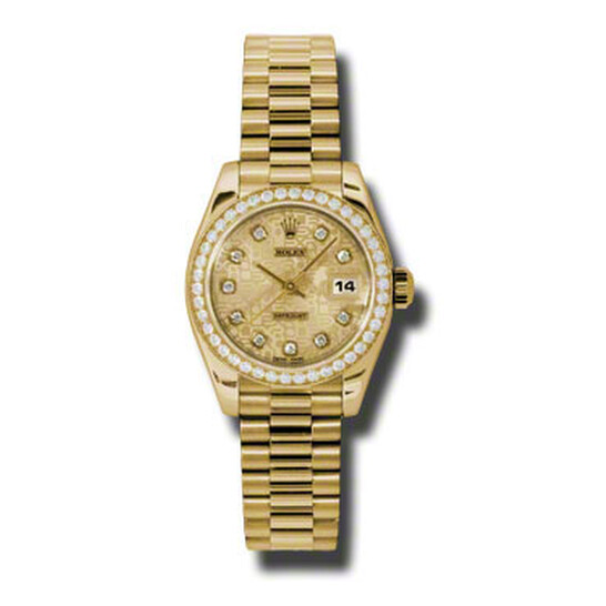 Rolex Lady-Datejust 26 Champagne Dial 18K Rose Gold President Automatic Ladies Watch 179175CDP