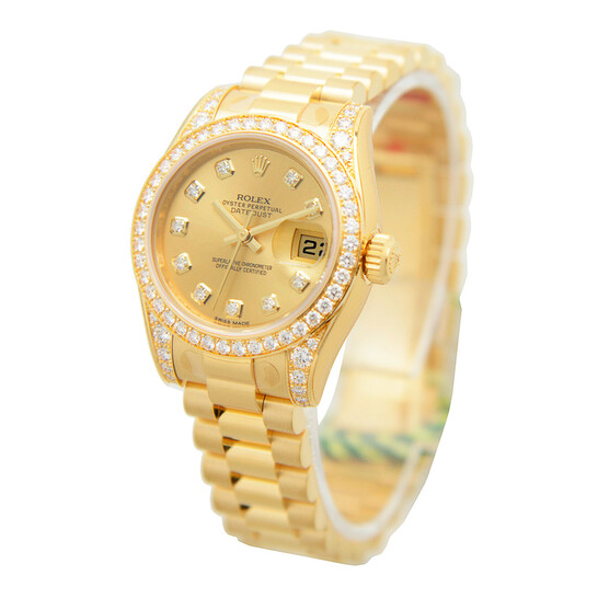 Rolex Lady-Datejust 26 Champagne Dial 18K Yellow Gold President Automatic Ladies Watch 179158CDP