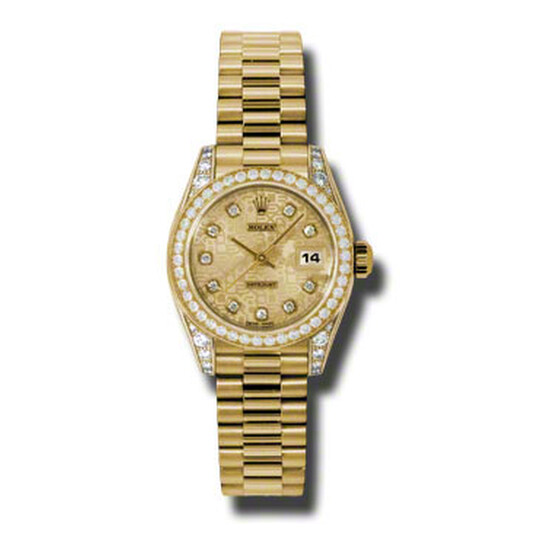 Rolex Lady-Datejust 26 Champagne Dial 18K Yellow Gold President Automatic Ladies Watch 179138CJDP