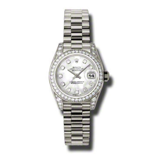 Rolex Lady-Datejust 26 Mother Of Pearl Dial 18K White Gold President Automatic Ladies Watch 179159MDP