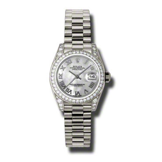 Rolex Lady-Datejust 26 Mother Of Pearl Dial 18K White Gold President Automatic Ladies Watch 179159MRP