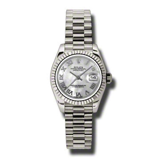 Rolex Lady-Datejust 26 Mother Of Pearl Dial 18K White Gold President Automatic Ladies Watch 179179MRP