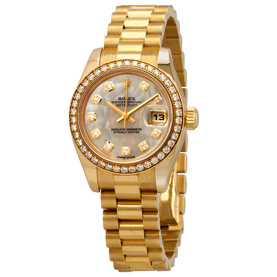 Rolex Lady-Datejust 26 Mother Of Pearl Dial 18K Yellow Gold President Automatic Ladies Watch 179138MDP